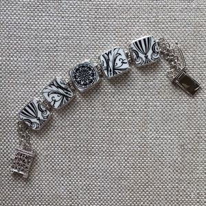 Silver and Antique China Latch Bracelet